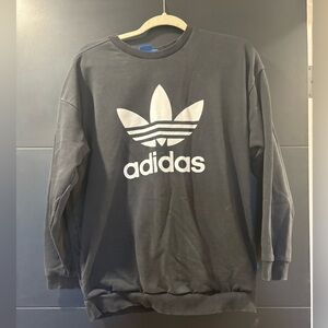 Adidas Black Crewneck with White Trefoil Logo